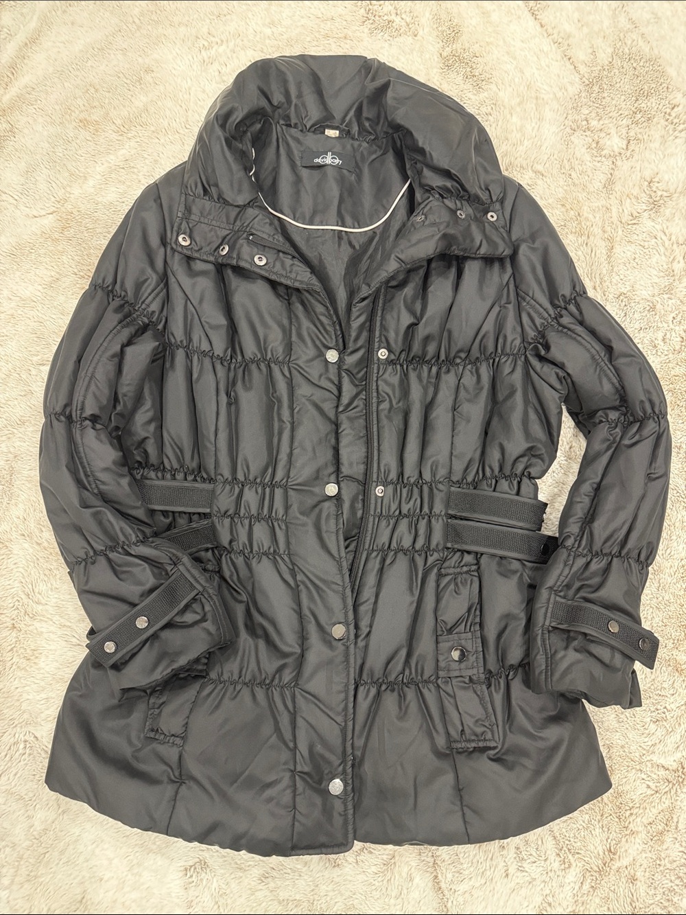 Women’s Black Quilted Belted Puffer Jacket